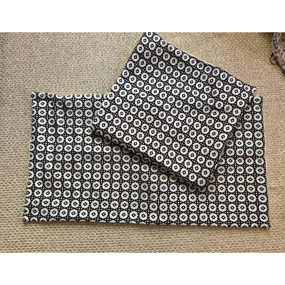CB2 Melina Organic Cotton King Shams Set of 2 White Black Geometric Woven pillow